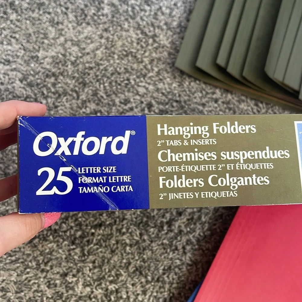 Hanging folders for file and cabinet, random box of 25 new and used